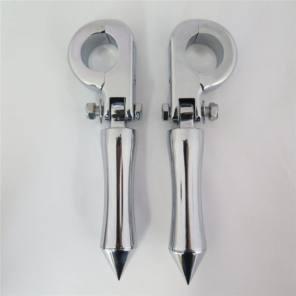 HTT Chrome Footpeg w/ Mounting Kit P-Clamp Fit Engine Guards 1 1/4" Diameter Tubing For Yamaha V-STAR Roadstar Suzuki Boulevard Intruder M90
