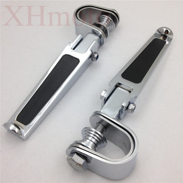 HTT- Fit 1"- 1.25" 1 1/4" Engine Guard Chrome U-Clamp Footpegs For Harley Sportster Springer Street Bob