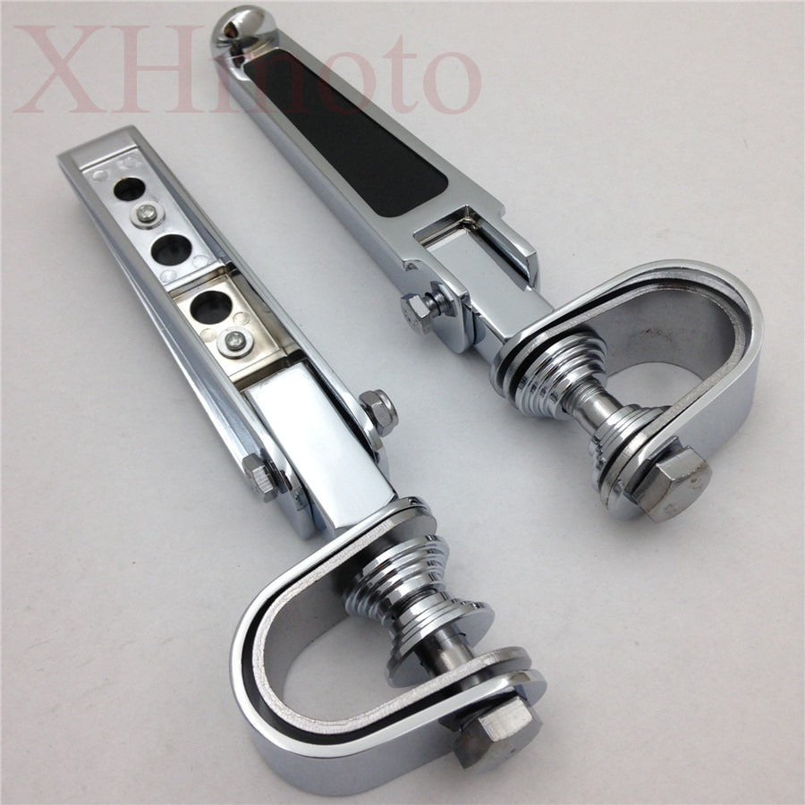 HTT- Chrome U-Clamp Footpegs For Harley 1200 Nightster Super Glide Sportster Xl Fit 1"- 1.25" 1 1/4" Engine Guard