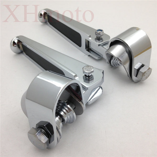 HTT- Fit 1"- 1.25" 1 1/4" Engine Guard Chrome U-Clamp Footpegs For Harley Bad Boy Fxstsb Fxs Dyna Dyna Wide Glide EFI FXDWGI