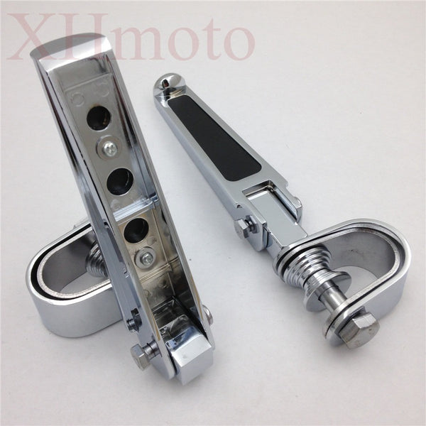 HTT- Fit 1"- 1.25" 1 1/4" Engine Guard Chrome U-Clamp Footpegs For Harley Springer Softail EFI FXSTSI Bad Boy Fxstsb Fxs Dyna