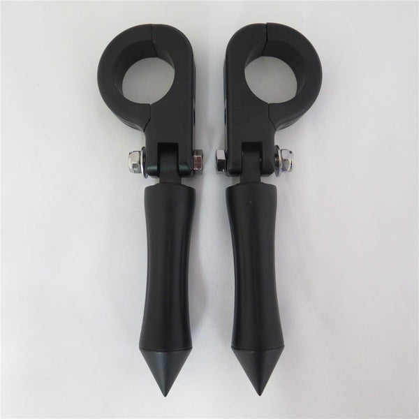 HTT Black Stick Footpeg Footrest w/ Mounting Kit P-Clamp Fits Front Engine Guards 1.5" Diameter Tubing For Harley Sportster 883 1200 Street Bob Softail Dyna