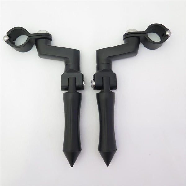 HTT Black Stick Footpeg Footrest w/ Mounting Kit Clamps Fit 1/4" Diameter Tubing For Harley Iron 883 XL883N Electra Glide Ultra Road King FLHR