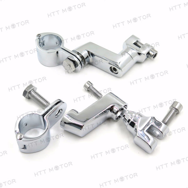 HTTMT- Engine guards Longhorn Offset Peg Mounts 1 1/4" Magnum Clamp For Harley Chrome