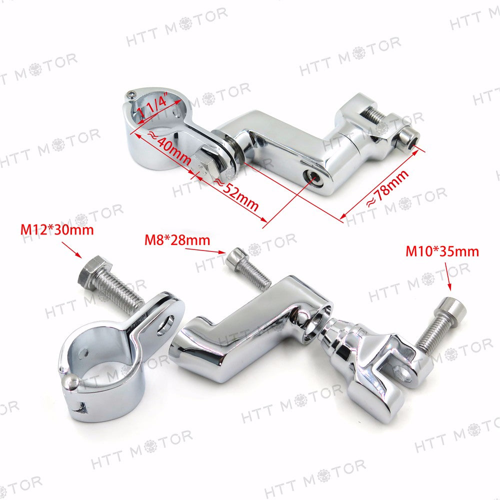 HTTMT- 1.25" engine guards FootPeg Mounts Clamp For Harley Replacement Chrome