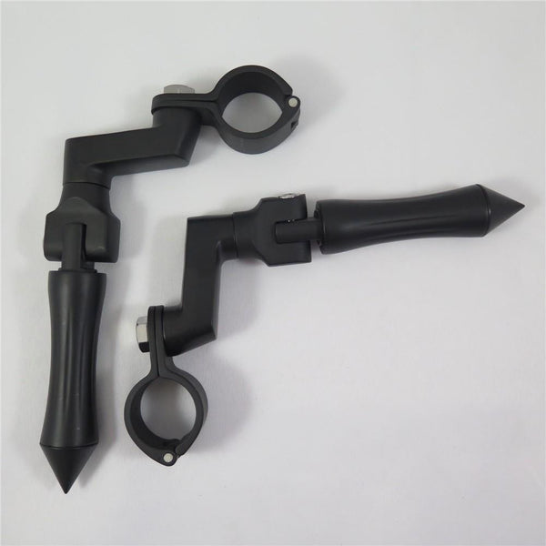 HTT Black Stick Footpeg Footrest w/ Mounting Kit Clamps Fits 1 1/2" Diameter Tubing For Harley Iron 883 XL883N Electra Glide Ultra Road King FLHR