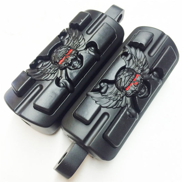 HTT Wing Skull Zombie Shape Foot Pegs Fits most models with H-D male mount-style footpeg supports See Description for Detail