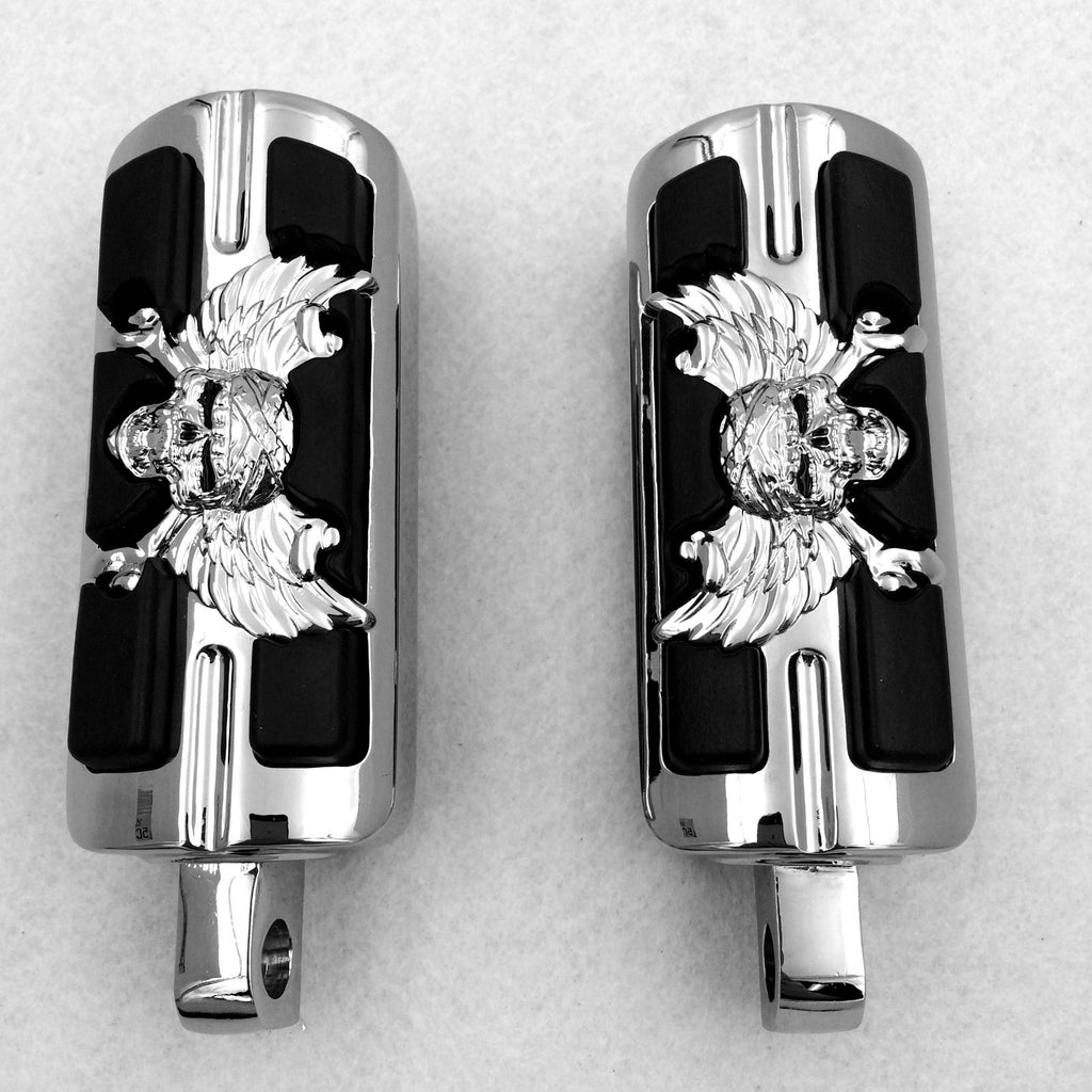 Wing Skull Zombie Shape Foot Pegs Fits most models with H-D male mount-style footpeg supports See Description for Detail