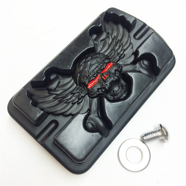 HTT Wing Skull Zombie Emblem Black  Skull Foot Large Brake Pedal For Harley Touring FLHTK Trike 1980-2014