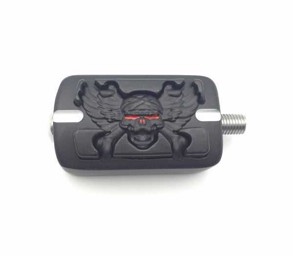 HTT Motorcycle Black Wing Skull Zombie Shape Foot Peg Footrest For Harley Street Bob FXDB SuperLow 1200T Tour Glide