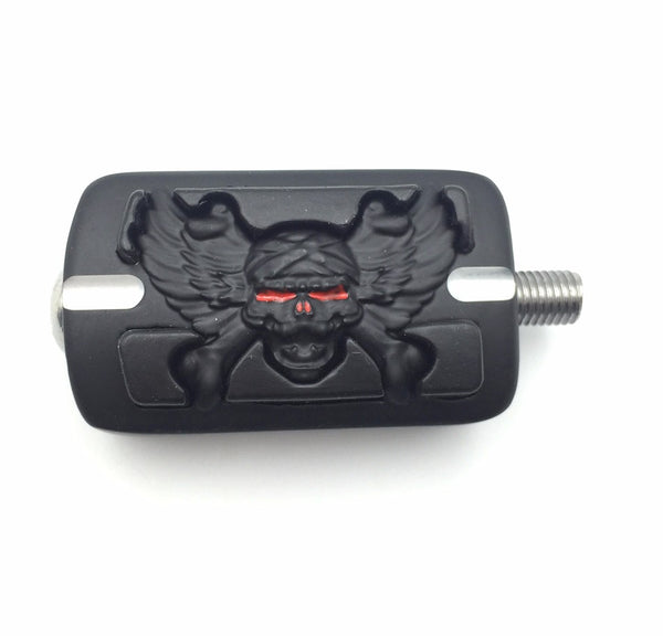 HTT Motorcycle Black Wing Skull Zombie Shape Foot Peg Footrest FOR HARLEY DAVIDSON DYNA V-ROD CVO SOFTAIL 1987-2014