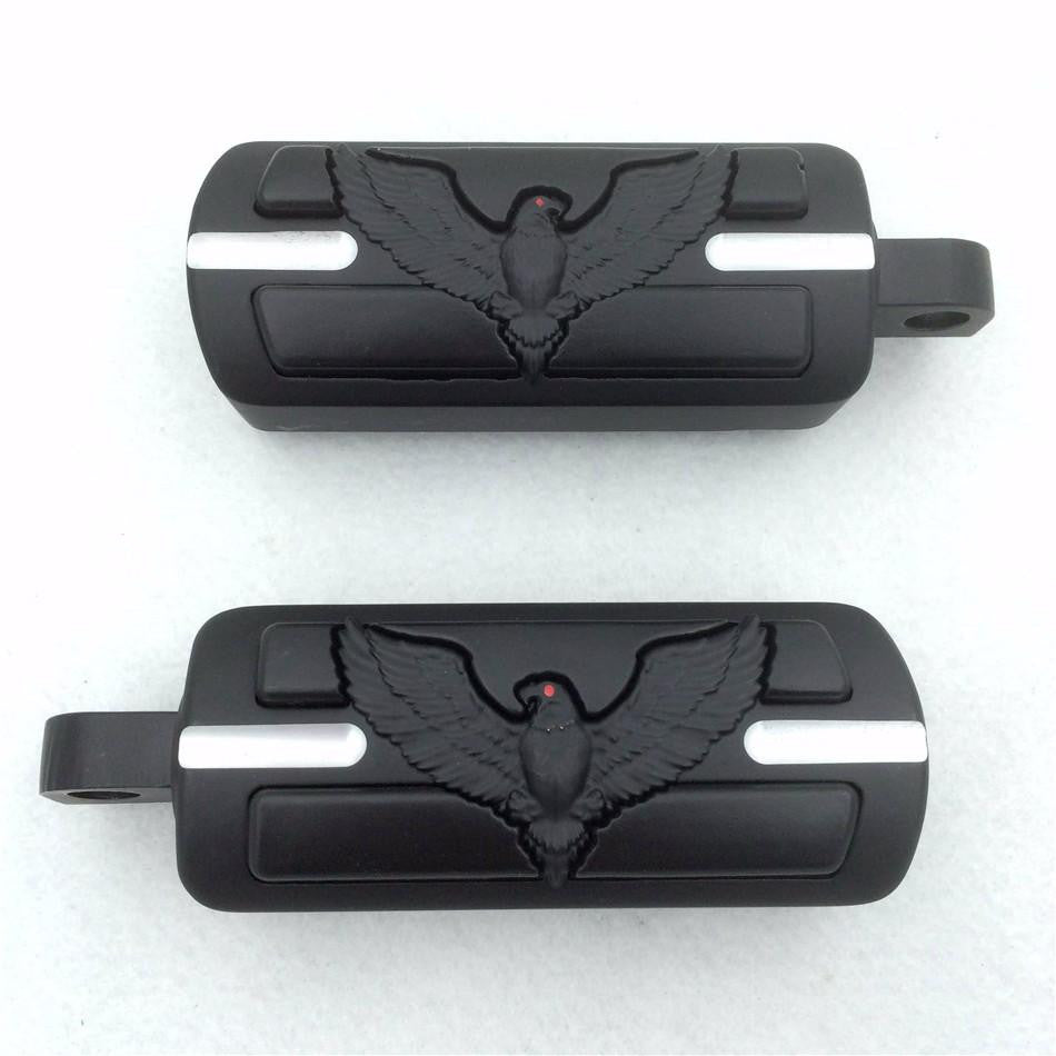 HTT Motorcycle Black Eagle Hawk Shape Foot Pegs Fits most models with H-D male mount-style footpeg supports