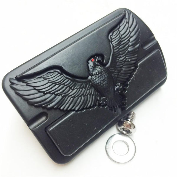 HTT Eagle Hawk Emblem Black  Skull Foot Large Brake Pedal For Harley Touring Softail Deluxe FLSTN Black