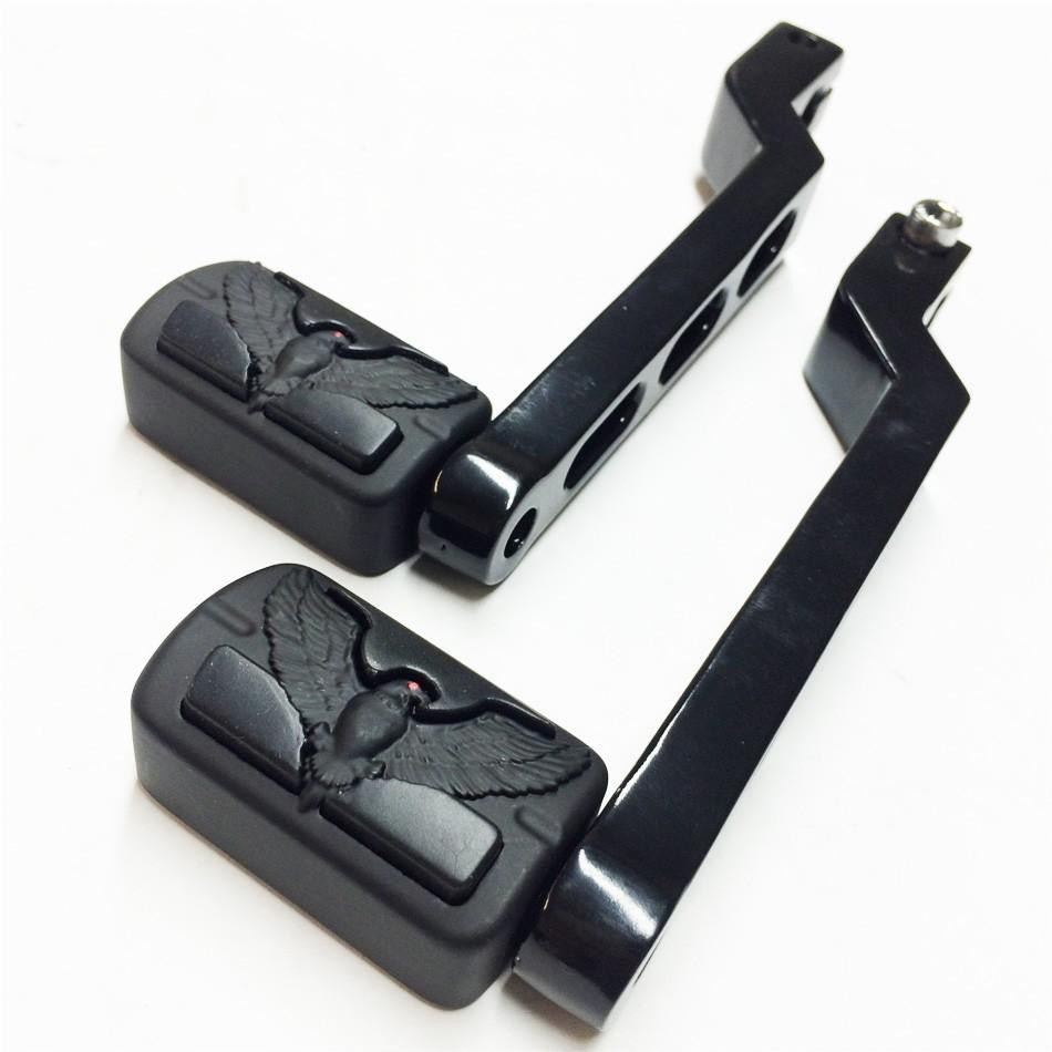 HTT Motorcycle Black Aluminum Heel/Toe Shift Levers with Eagle Hawk Shifter Pegs For Harley Davidson Road Glide 1988 and later