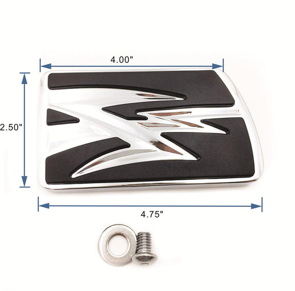 Chrome Lightning Large Brake Pedal Pad For Harley Road King FLHR/ Electra Glide Ultra/ Softail Slim FLS