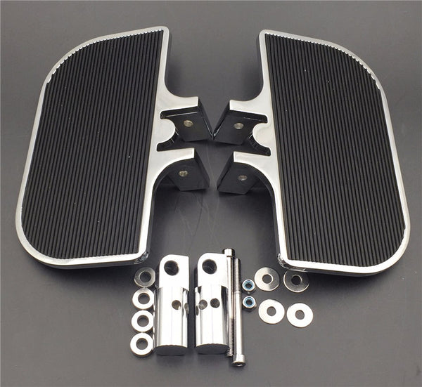 HTT Motorcycle Chrome Passenger Mini Floorboards Rear Footboards Foot Rest Pegs Mounts Fit Harley-Davidson Electra Glide Heritage Softail Fat Boy