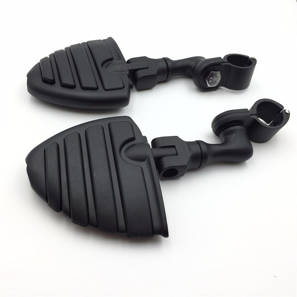 HTT Motorcycle Black Short Adjustable Peg Mounting Kit U Shape Foot Peg Footrest For Harley Davidson 883 1200 Street Bob Softail CVO with 1 1/4 inch Front Engine Guard