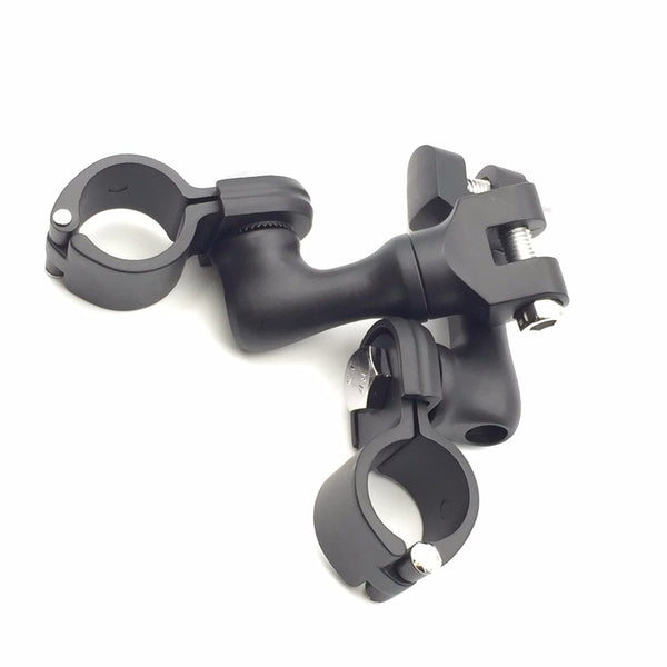 HTT Motorcycle Black Short Angled Adjustable Highway Peg Mounting Kit For Bike Equipped with 1-1/4 inch (1.25") Front Engine Guard Frame Tube Yamaha V-STAR Roadstar Suzuki Boulevard