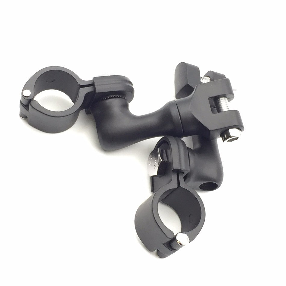 HTT Motorcycle Black Short Angled Adjustable Highway Peg Mounting Kit For Bike with 1 inch (1") 25mm Front Engine Guard Frame Tube Yamaha V-STAR Roadstar Suzuki Boulevard