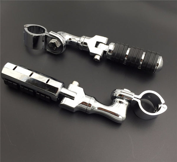 HTT Motorcycle Chrome Regular Footrest Foot Pegs with 1.25" Short Angled Clamps For Suzuki VL1500 VL800 VS1400 VZ1500 Intruder M800 C800 C1800RT M109R C109R Boulevard M90