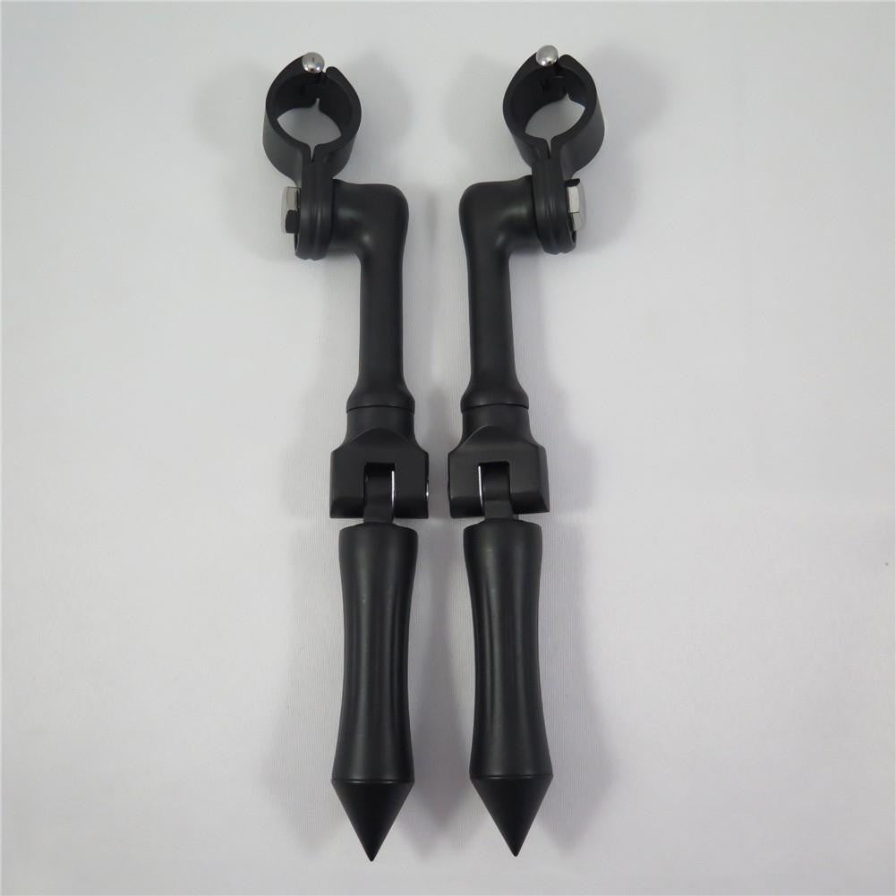 HTT Black Long Angled Adjustable Peg Mounting Kit Stick Footpeg For Honda GoldWing VTX1300 Shadow Valkyrie Triumph 1-1/2 (1.5")