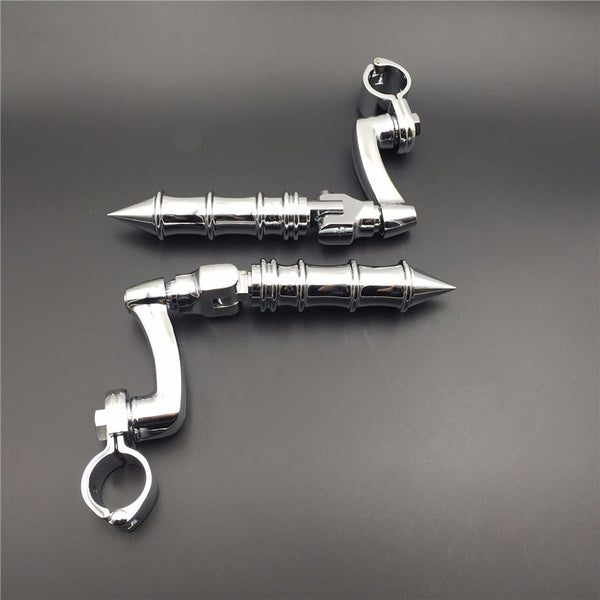HTT Motorcycle Chrome 360 Adjustable Peg Mounting Kit Foot Peg For Honda GoldWing VTX1300 Shadow Valkyrie Triumph Equipped with 1-1/2 inch (1.5") Front Engine Guard Frame Tube