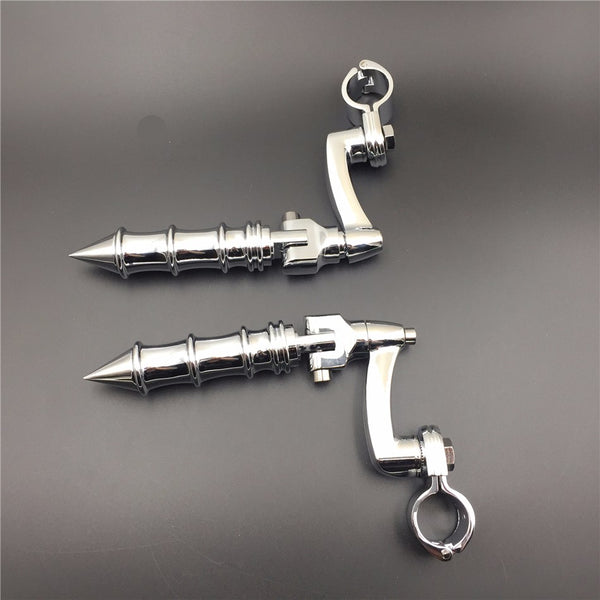 HTT Motorcycle Chrome Adjustable Peg Mounting Kit Footrest For Yamaha V-STAR Roadstar Suzuki Boulevard Equipped with 1-1/2 inch (1.5") Front Engine Guard Frame Tube