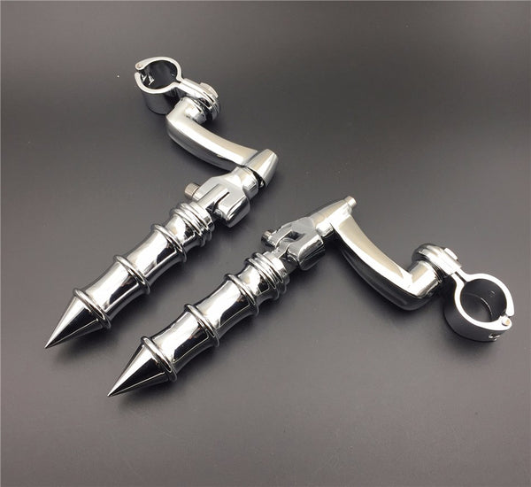 HTT Motorcycle Chrome Adjustable Peg Mounting Kit Foot Peg Footrest For Harley Davidson Sportster 883 1200 Street Bob Softail CVO Equipped 1 inch (1") 25mm Front Engine Guard