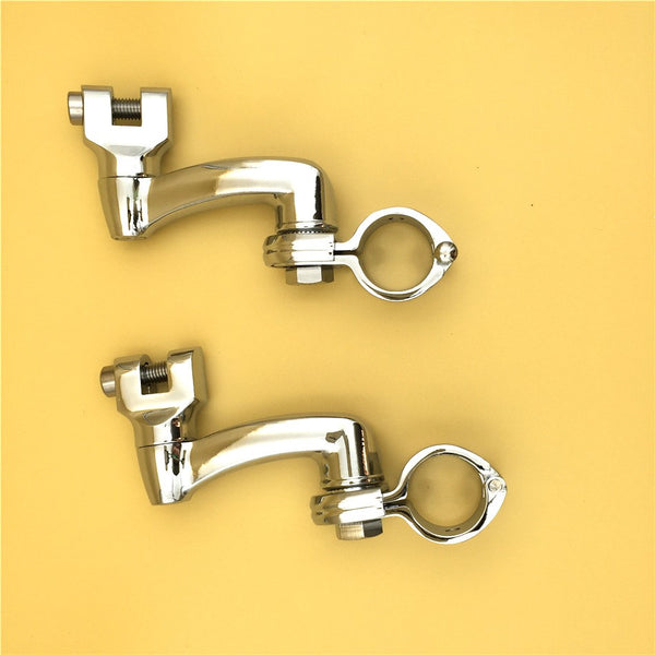 HTT Motorcycle Chrome 360 Degree Adjustable Highway Peg Mounting Kit For any Bike Equipped with 1 inch (1") 25mm Front Engine Guard Frame Tube Yamaha V-STAR Roadstar Suzuki Boulevard