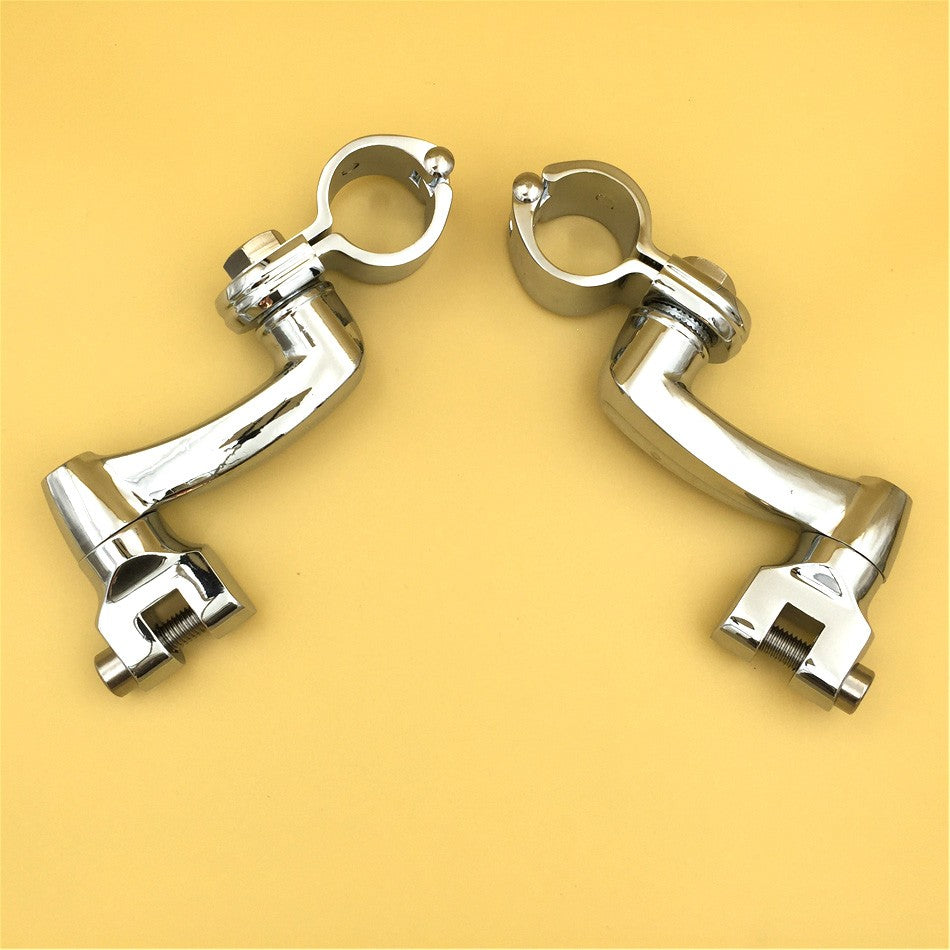 HTT Motorcycle Chrome 360 Degree Adjustable Highway Peg Mounting Kit For any Bike Equipped with 1-1/2 inch (1.5") Front Engine Guard Frame Tube Sportster 883 1200 Street Bob Softail CVO