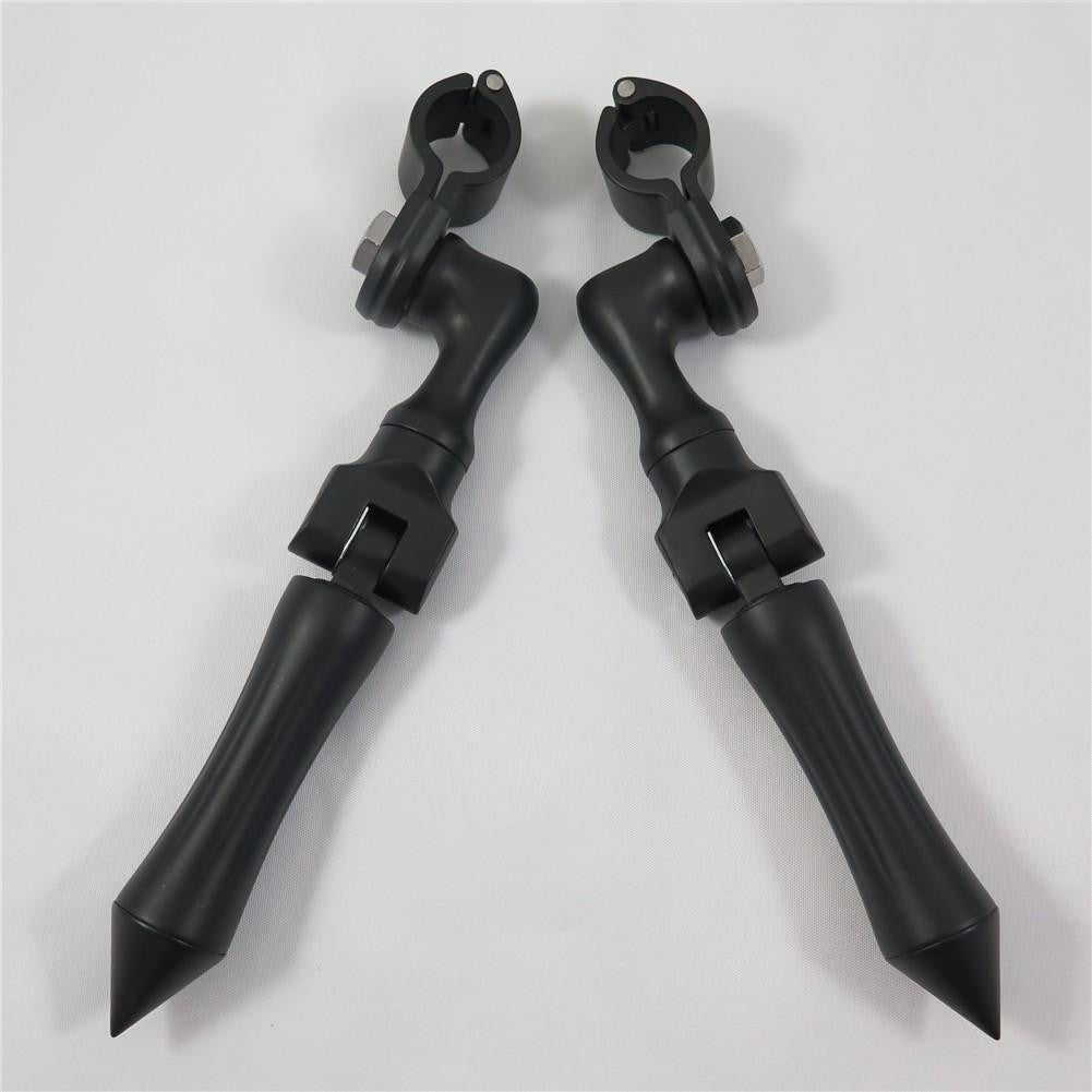 HTT Black Short Angled Adjustable Peg Mounting Kit Stick Footpeg For Honda GoldWing VTX1300 Shadow Valkyrie Triumph 1 inch (1") 25mm Frame Tube