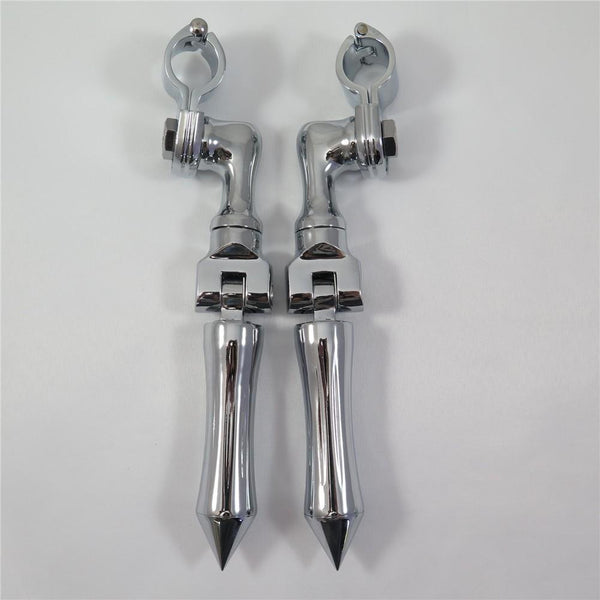 HTT Chrome Short Angled Adjustable Peg Mounting Kit w/ Stick Footpeg For Honda GoldWing VTX1300 Shadow Valkyrie Triumph w/ 1" 25mm