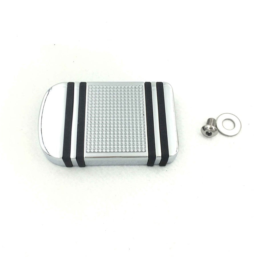 HTT Motorcycle Chrome Aluminum Edge Cut Brake Pedal Pad Cover For Harley Davidson 2012-later Dyna FLD/1986-later FL Softail/ 1980-later Touring