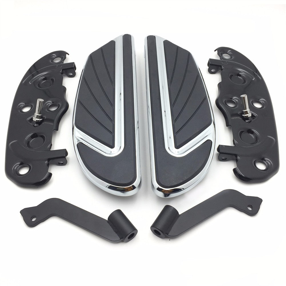 HTT- Chrome Airflow Rider Footboard Kit For 2012-2016 FLD/ 1986-later FL Softail (except FLS, FLSS, FLSTFB, FLSTFBS and FXSE)/ 1986-later Touring and 2008-later Trike models