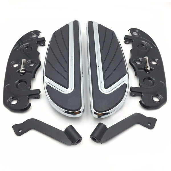 HTT- Chrome Airflow Rider Footboard Kit For 2012-2016 FLD/ 1986-later FL Softail (except FLS, FLSS, FLSTFB, FLSTFBS and FXSE)/ 1986-later Touring and 2008-later Trike models