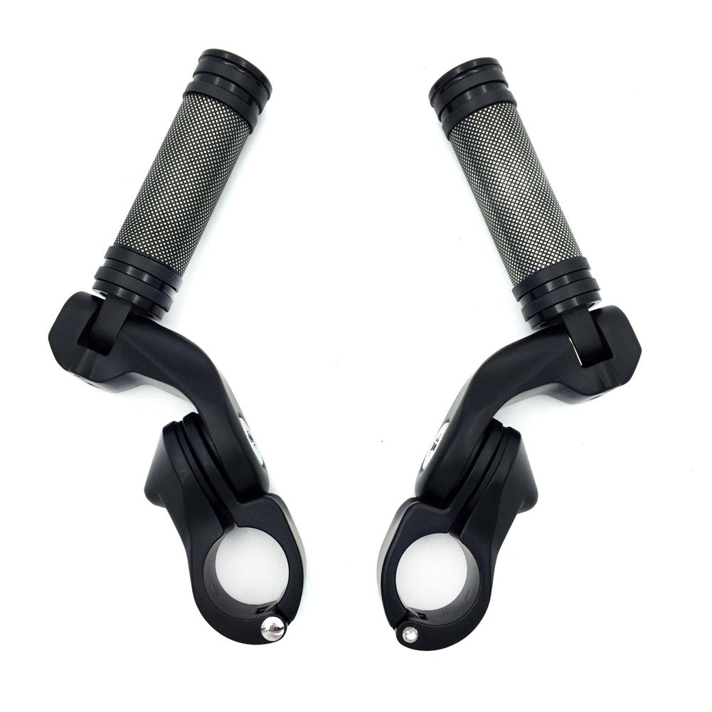 HTT- Black 2.5" Short Angled Adjustable Foot Peg Kit 1.25" For Honda GoldWing/ Yamaha V-STAR/ Suzuki Intruder/ Kawasaki Vulcan Engine Guard