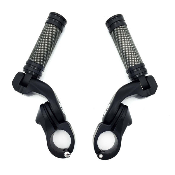 HTT- Black 2.5" Short Angled Adjustable Foot Peg Kit 1.25" For Honda GoldWing/ Yamaha V-STAR/ Suzuki Intruder/ Kawasaki Vulcan Engine Guard