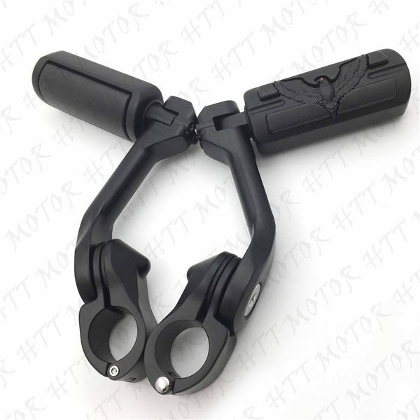 Black 5" Long FootPeg Kit 1.25" Engine Guard For Yamaha Roadstar xv1700