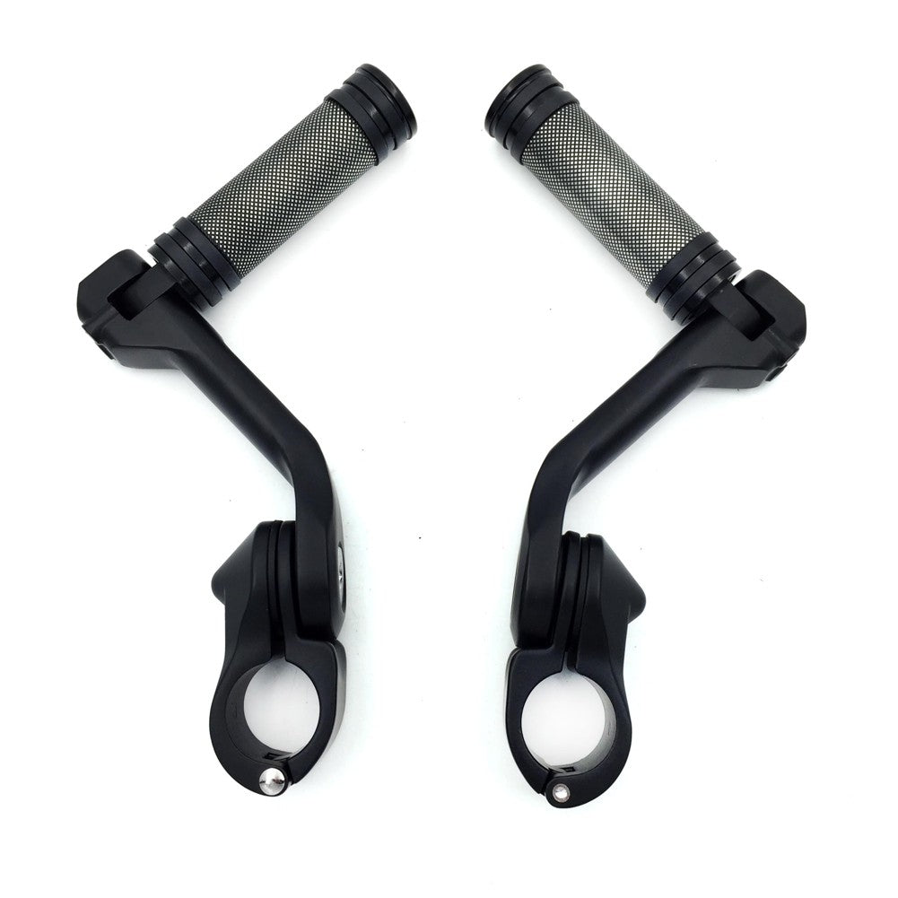 HTT- Black 5" Long Angled Adjustable Foot Peg Kit 1.25" For Honda GoldWing/ Yamaha V-STAR/ Suzuki Intruder/ Kawasaki Vulcan/Harley Road King