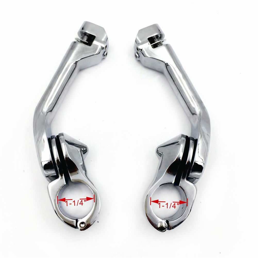 HTT- Kit 112- Chrome 5" Long Angled Adjustable Highway Foot Peg Mount Kit For 1.25" (1-1/4") Engine Guard Harley Davidson Street 500 XG500/ 750 XG750 - HTT Motor
