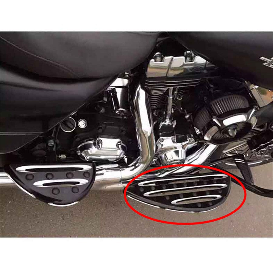 HTT Motorcycle Front Black CNC deeply cut Driver Stretched Floorboards For Harley Davidson Touring Road King FLHR /Touring Street Glide CVO /Trike Street Glide