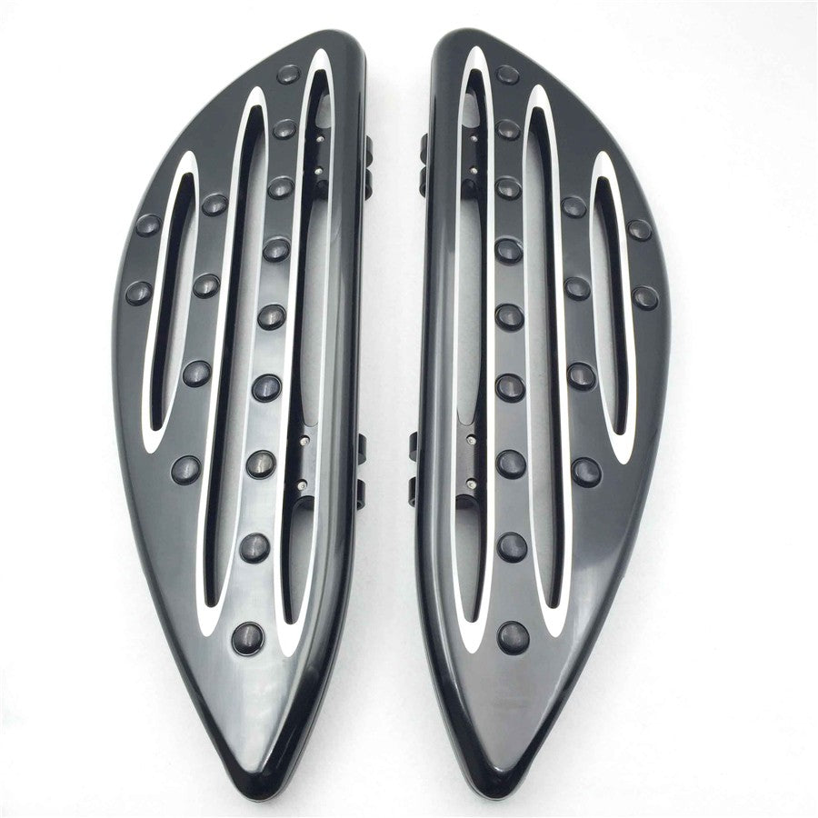 HTT Motorcycle Front Black CNC deeply cut Driver Stretched Floorboards For 1986-2015 Harley Touring/ 1986-2015 Softail FL /1986-2015 Dyna FLD