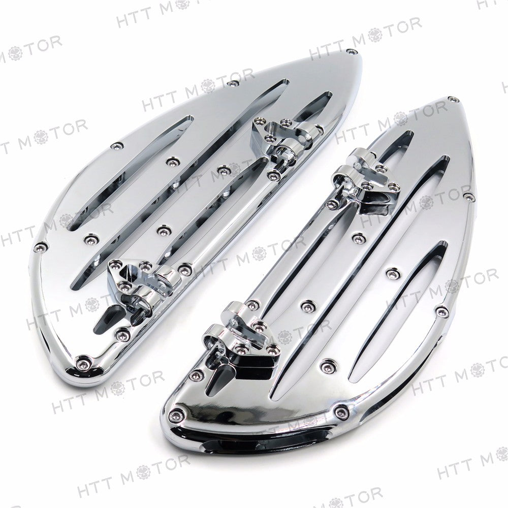 HTTMT- Driver CNC deeply cut Stretched Floorboard For Harley Touring/Softail/Dyna FLD Chrome