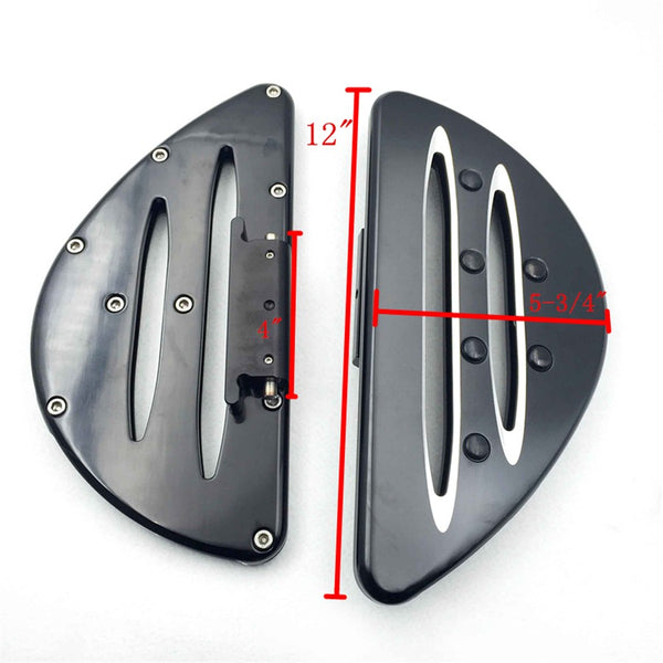 HTT Motorcycle Rare Black CNC deeply cut Passenger Stretched Floorboards For Harley Davidson Road Glide Road King Street Glide