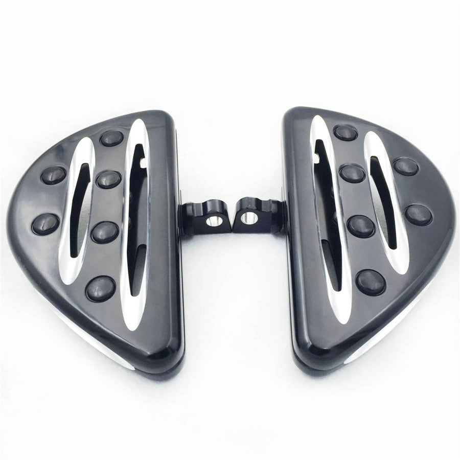 HTT Motorcycle Rear Black CNC deeply cut Passenger Stretched Floorboards For Harley Davidson Touring Electra Glide Classic CVO Anniversary