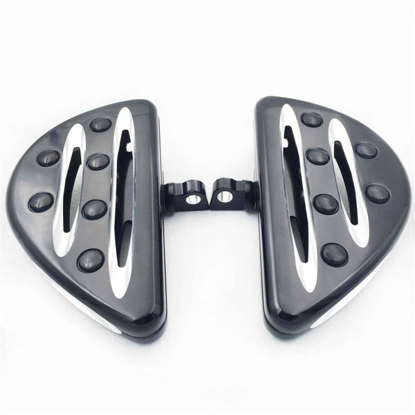 HTT Motorcycle Rear Black CNC deeply cut Passenger Stretched Floorboards For Harley Davidson Touring Electra Glide Classic CVO Anniversary