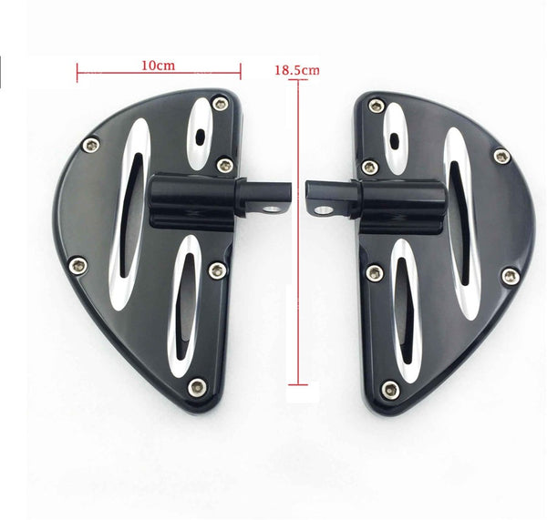 HTT Motorcycle Rear Black CNC deeply cut Passenger Stretched Floorboards For Harley Davidson Touring Road Glide Custom Road King Classic CVO