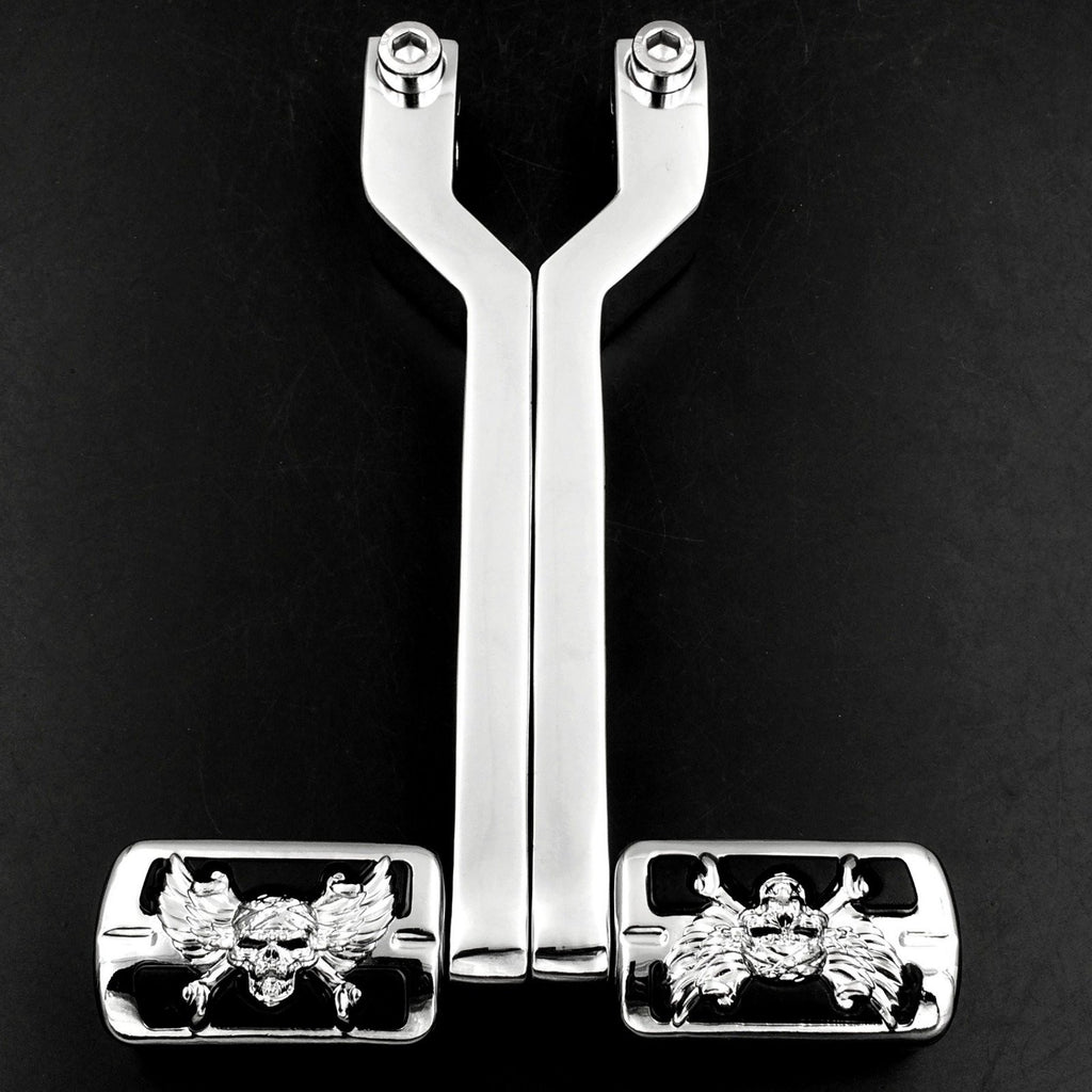 Gear Shift Wing Skull Zombie Emblem Foot Lever pegs for Harley Softail Tour Electra Glide FLTS Heel Toe Chrome