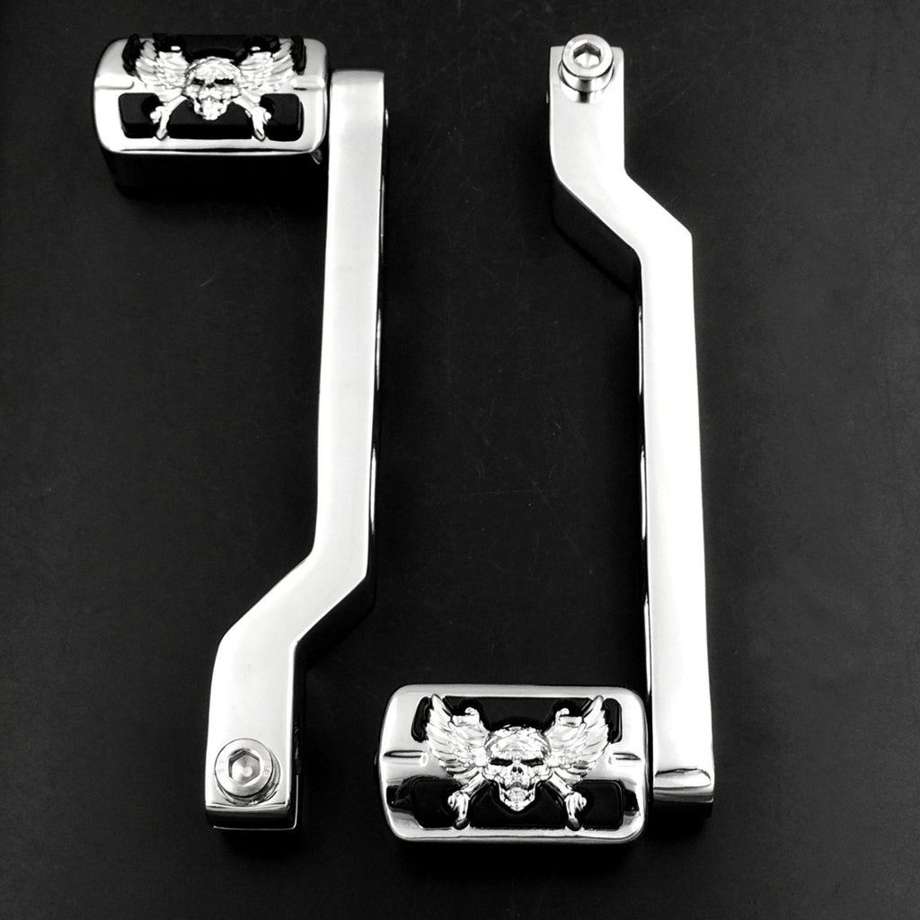 Chrome Wing Skull Zombie Emblem Gear Shift Foot Lever pegs for Harley Softail Tour Electra Glide FLTS