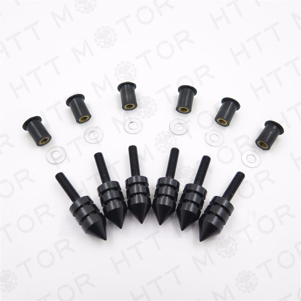 Motorcycle Windscreen Black Spike Bolt Kit Well Nuts/ Bolts/ Washers/Screws